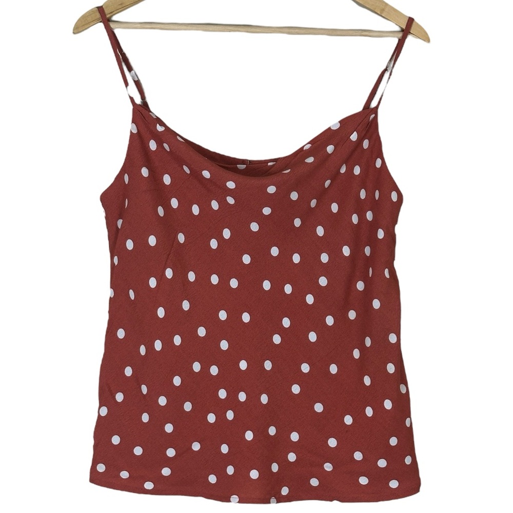 Elodie Polka Dot Cami Top Womens S Red White Cowl Neck Coquette Retro Delicate